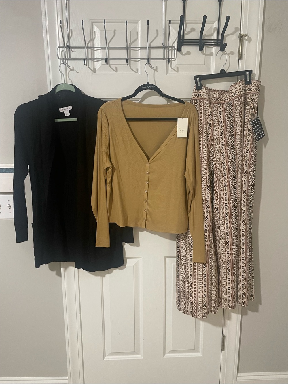Wide-Leg Printed Palazzo Pants in Beige & Brown xl a new day xxl top xl cardigan